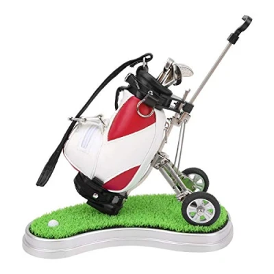 Image of Mini Golf Souvenir, Bag pen Set, Desktop desk ornament for office gift set holder(Red and white)