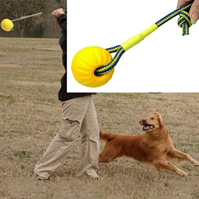 Image of FANGHUIER Dog Rope Ball on a Toy Natural Elastic Rubber Dogs Balls Chew Toys for Small Dogs（7cm）