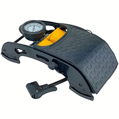 Image of AA Twin CYLINDER Foot Pump AA3350 Tyre Inflator for Cars Motorcycles Bicycles Inflatables Includes 3 Valve Adaptors, Black, DOUBLE