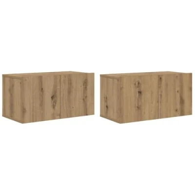 Image of vidaXL TV Furniture Set Craft Oak MDF Medium Cabinet