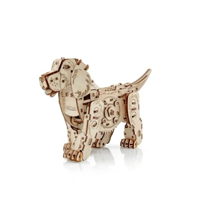 Image of EWA Wind Up Puppy Dog Top Grade Plywood 3D Mechanical Model Construction Kit. Pre Cut Design. DIY Assembly. 246 Pieces. Complexity level 3 out of 5. Suitable for 14+ Years., natural
