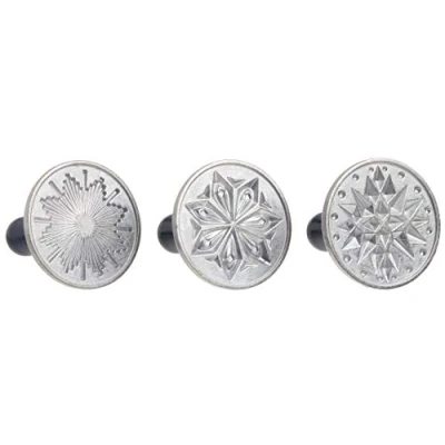 Image of Nordic Ware Starry Night Cookie Stamps (Set of 3), Sturdy Cast Aluminium Stamp Set, Press Set Made in The USA, and Durable Biscuit Maker 01270 Silver