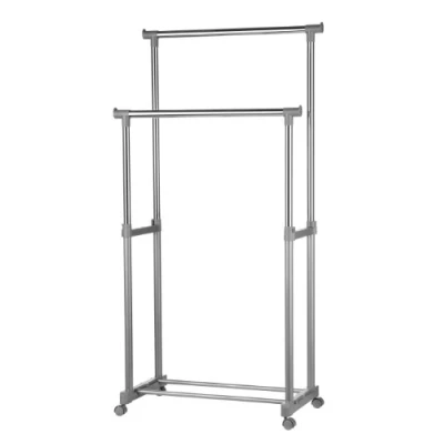 Image of Premier Housewares 1900395 Double Hanging Rail with Wheels Chrome