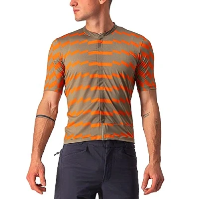 Image of CASTELLI 4522007 353 UNLTD STERRATO JRSY Sweatshirt Men&#039;s Olive Green/Orange Rust L
