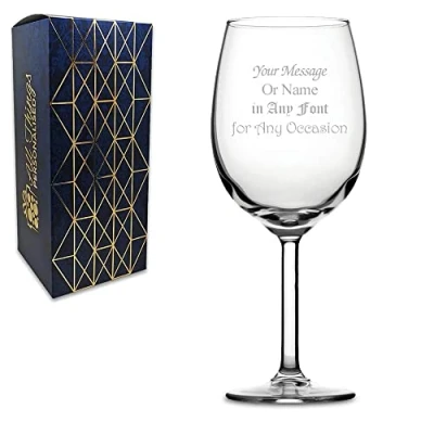 Image of Personalised Engraved Garonne Wine Glass with Gift Box, Customise Any Message