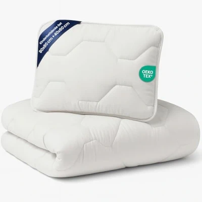 Image of Children&#039;s blanket baby duvet cot 80x80 cm and pillow 35x40 set quilt bedding microfiber white