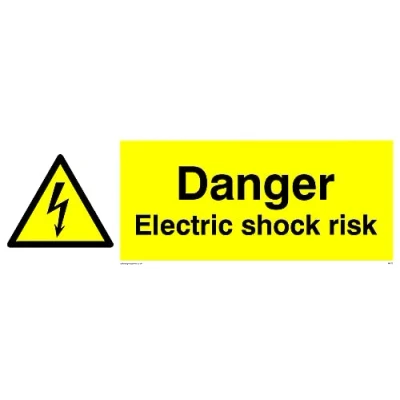 Image of Pack of five Danger Electric Shock Risk Sign 300x100mm L31
