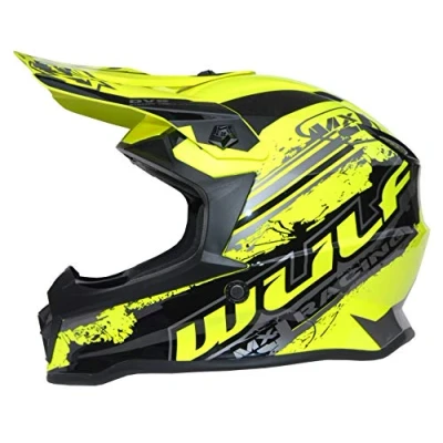 Image of Wulfsports Cub Off Road Pro Kids Motocross motorbike MX Helmet Yellow L