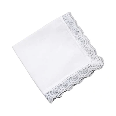 Image of HUAJINGKEJI Cotton Handkerchiefs Women Classical Washable Lace Trim Hankie Embroidery Tie dye for Adult Kids