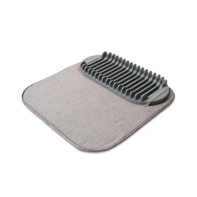 Image of Addis Microfibre Kitchen Dish Drying Plate Rack Space Saving Design Folds up for Easy Storage, mat 43.5 x 43.5cm, Charcoal, Grey, One Size