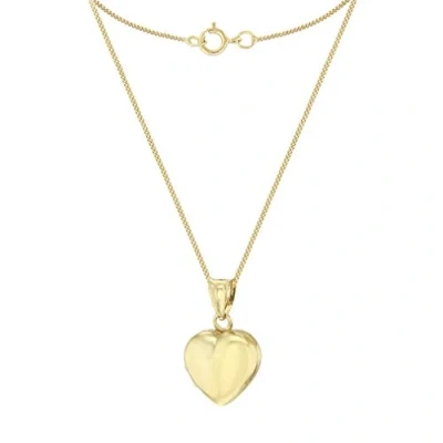 Image of Carissima Gold Women&#039;s 9ct Yellow 12.5mm x 20mm Plain Heart Locket on 25 Diamond Cut Curb Chain 46cm/18&#039;