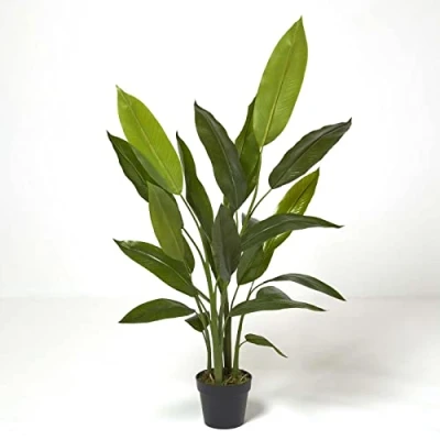 Image of HOMESCAPES 140 cm Tall Artificial Heliconia Plant in Pot Faux Tree with Real Touch Leaves for Indoor Decoration