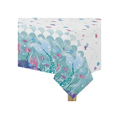 Image of Magical Mermaid Multicolor Rectangular Plastic Table Cover (137cm x 213cm) 1 Piece Vibrant Design, Perfect for Parties and Events, 54&quot; 84&quot;