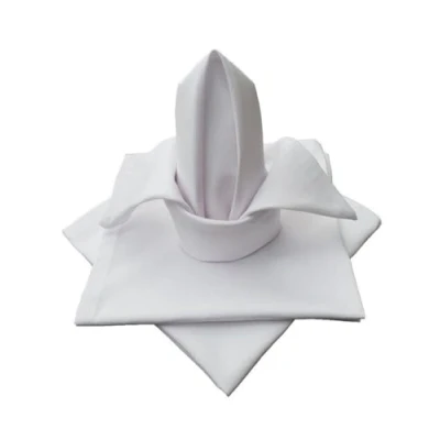 Image of Lemos Home Fabric Napkin Table Cloth Set of 4 Made from 100% Cotton Collection Concept, Choice Colours and Sizes (Fabric 45 x cm, White)