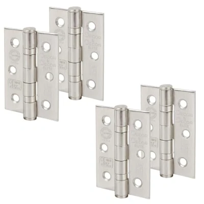 Image of Decoranddecor Door Hinges Internal Fire Rated 3inc / 76mm Ball Bearing Steel Satin Nickel 2 Pairs