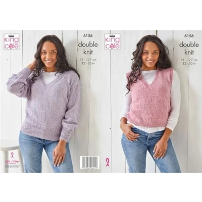 Image of King Cole DK Knitting Pattern 6156 Ladies Tank Top &amp; Sweater