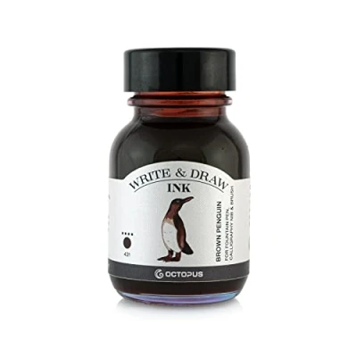 Image of Octopus Write and Draw Ink 431 Brown Penguin Waterproof for Writing Drawing Calligraphy Non fading Fountain Pen 50ml