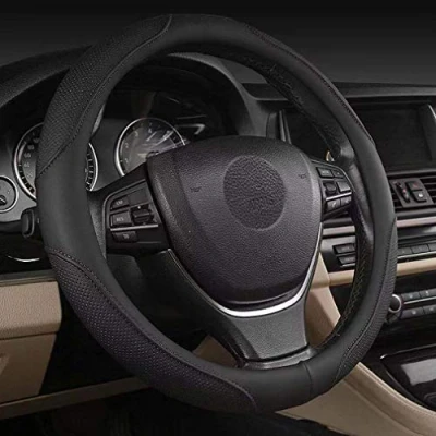 Image of coofig Car Steering Wheel Covers Soft Microfiber Wrap Anti Slip Universal Auto Cover Protector Accessories Decoration For Women Men (Black 4)