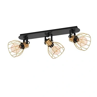 Image of EGLO Sambatello ceiling lamp 3 bulb black/gold