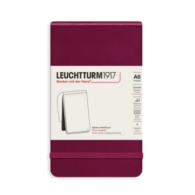 Image of LEUCHTTURM1917 364403 Notepad Pocket (A6), Hardcover, 184 Numbered Pages, Port Red, Plain