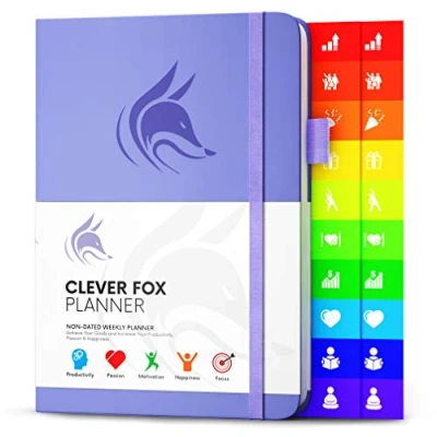 Image of Clever Fox Planner Undated Weekly &amp; Monthly for Productivity, Time Management Goals Organizer Journal A5 (Lavender)