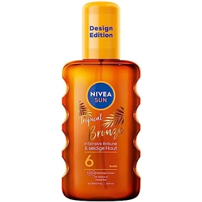 Image of NIVEA Sun Tropical Bronze Oil Spray SPF 6 (200 ml), Protection for Long Lasting Tan without Self Tanner, with Carotene Extract and Vitamin E