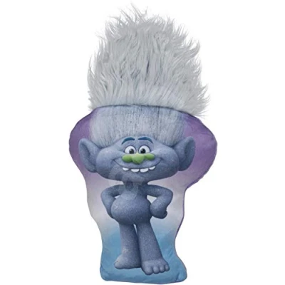 Image of Whitehouse L. Trolls Plush Cushions 3D with Hair Poppy Diamond Branch Cooper 12&quot; Kids Bedroom (Diamond)