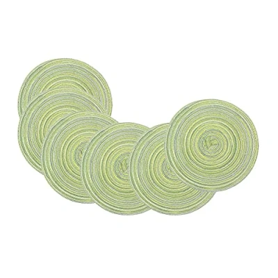 Image of SCF2017 Set of 6 Round Woven Cotton Yarn Placemats 18cm Small Table Mats Coasters(Green)
