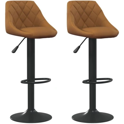 Image of vidaXL Bar Stool 2 pcs Brown Velvet