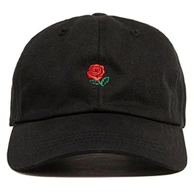 Image of Thenice Rose Embroidered Adjustable Strapback Hat Baseball Cap (Black)