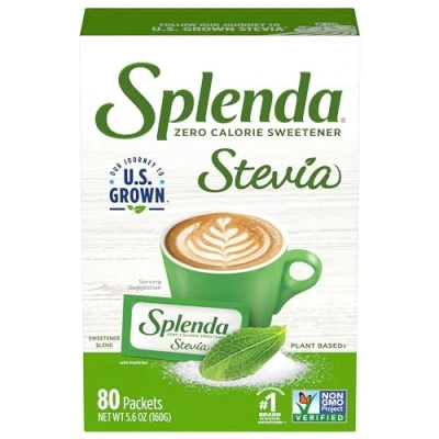 Image of SPLENDA Naturals Stevia Sweetener: No Calorie, All Natural Sugar Substitute W/No Bitter Aftertaste. Single Serve Granulated Packets 5.6 Ounce (80 Count)