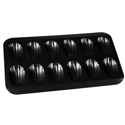 Image of Madeleine Tray Shell Shaped Non Stick Pan Cake Baking Mould (Black)