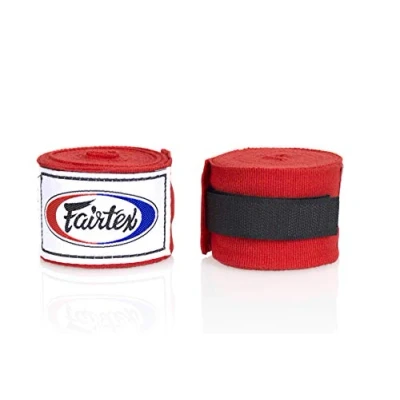 Image of Fairtex HW2 Elastic Cotton Handwraps, 120&#039; and 180&quot; Full Length Hand Wraps Many Colors (Red, 180&quot;)