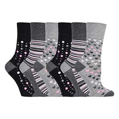 Image of Gentle Grip Sock Shop 6 Pairs Ladies Loose Soft Top Non Elastic Bamboo Socks (4 8 UK, SOLRM36)