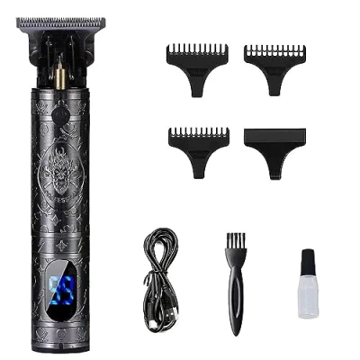 Image of Ten Tatent Hair Clippers Men, Trimmers, T Blade Trimmer, Cordless Rechargeable Grooming Kits, Zero Gapped Detail Beard Shaver with 4 Guide Combs,Quality Assurance，Grey
