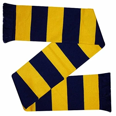 Image of GIFTS 4 ALL Oxford Football Fans Navy Blue &amp; Gold Match Day Bar Scarf, Retro Traditional U&#039;s Style Scarf