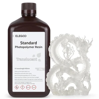 Image of ELEGOO 3D Printer Rapid Resin, 405nm LCD UV Curing Resin Standard Photopolymer for Printing Translucent 2000G