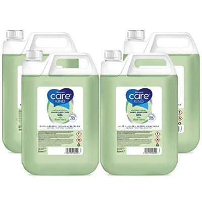 Image of Carekind 70% Hand Sanitiser gel 5 Litre with Aloe Vera Extract Antibacterial sanitizer made Medical Grade Alcohol, Kills Viruses &amp; 99.999% of bacteria. Bulk 5ltr refill (Pack 4)