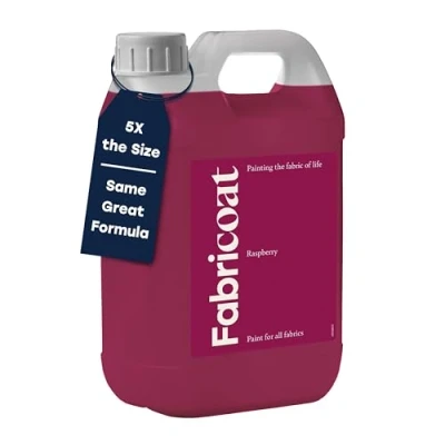Image of Fabricoat Fabric Paint Restore or Change the Colour of Any Directly Onto Transform Anything Sofas, Lampshades, Car Interiors (2.5L, Raspberry)
