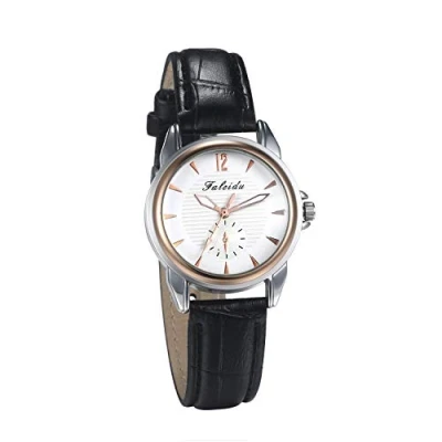 Image of JewelryWe Women&#039;s Watch, Analogue Quartz, Classic Business Casual Watch with Leather Strap for Women and Girls, black, Strap.