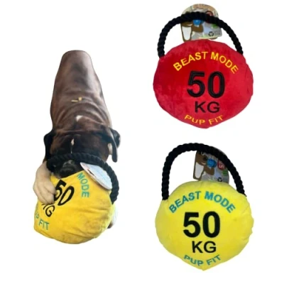 Image of Pawstrading Dog Life Pupfit Kettle Bell Large Crinkle Squeak Plush &amp; Rope Toy