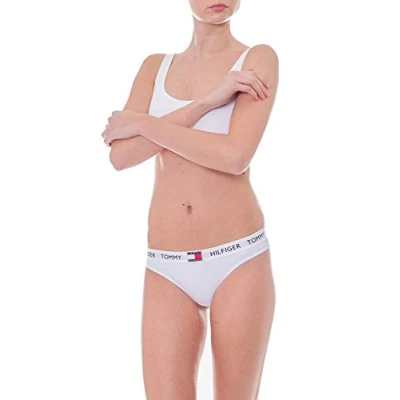 Image of Tommy Hilfiger Women&#039;s Thong Uw0uw02198 Thongs, White (Pvh Classic White), S