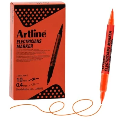 Image of Artline Electricians Orange Marker Pen Dual Tip