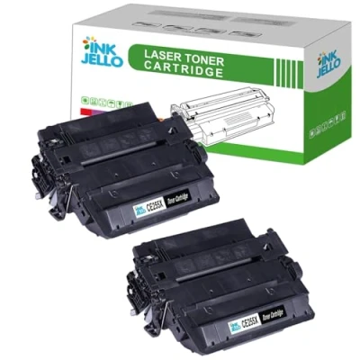 Image of InkJello Toner Cartridge For Printer, HP LaserJet Enterprise 500 Flow MFP M525c M525dn M525f P3015 P3015d P3015dn P3015x Pro M521dn CE255X (Black,2 Pack)