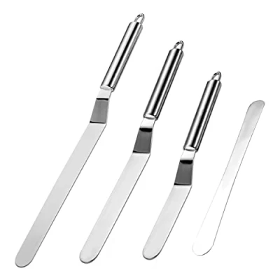 Image of Vinabo 4PC Icing Spatula,Cake Palette Spatula,Stainless Steel Angled Cake Decorating Offset Spatula Professional Baking Knife for Kitchen Baking, Frosting, Pastry, Cupcakes