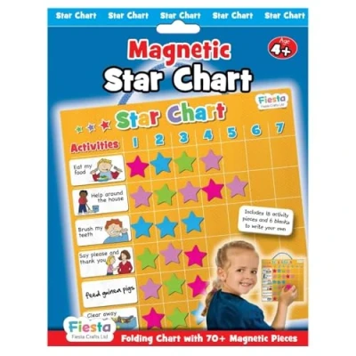 Image of Magnetic Star Reward Chart (T2338) by Fiesta Crafts Activity Board for Kids &amp; Toddlers Creates Responsibility, Good Behaviour A Willingness to Do Chores Easy understand and follow
