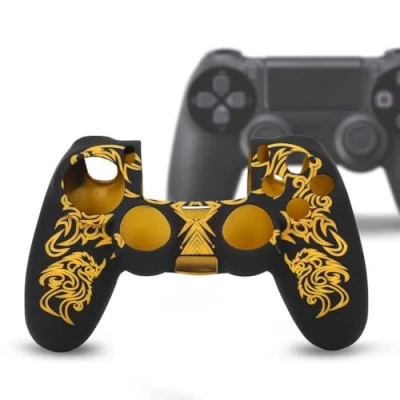 Image of Case for PS4 Controller, Silicone Controller Cover, Cover Skin Soft Grip Shell Playstation 4 Controller(Black&amp;Yellow)