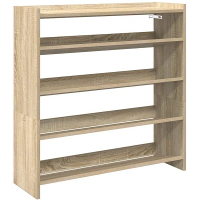 Image of vidaXL Engineered Wood Shoe Rack Sonoma Oak Finish, 80x25x81 cm, Space Saving Design for Entryway, Mudroom &amp; Hallway