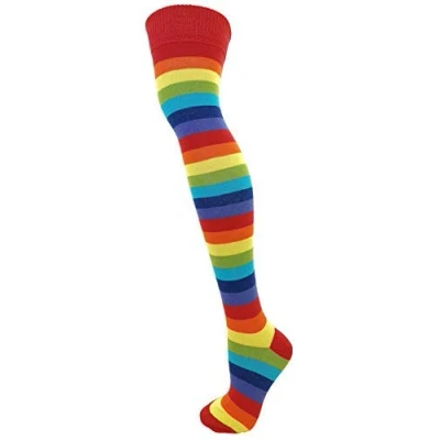 Image of Macahel Rainbow Striped Over the Knee Socks (Red Rainbow)