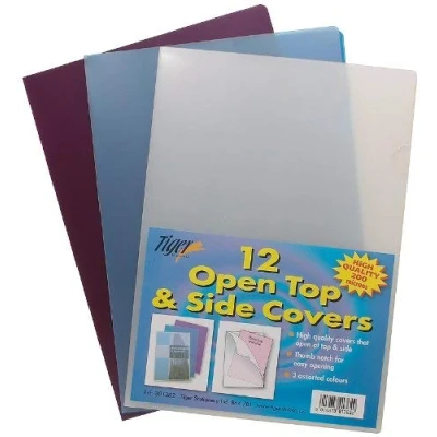 Image of 12 x A4 Gloss Coloured Plastic Open Top &amp; Side Report File Project Cover Files